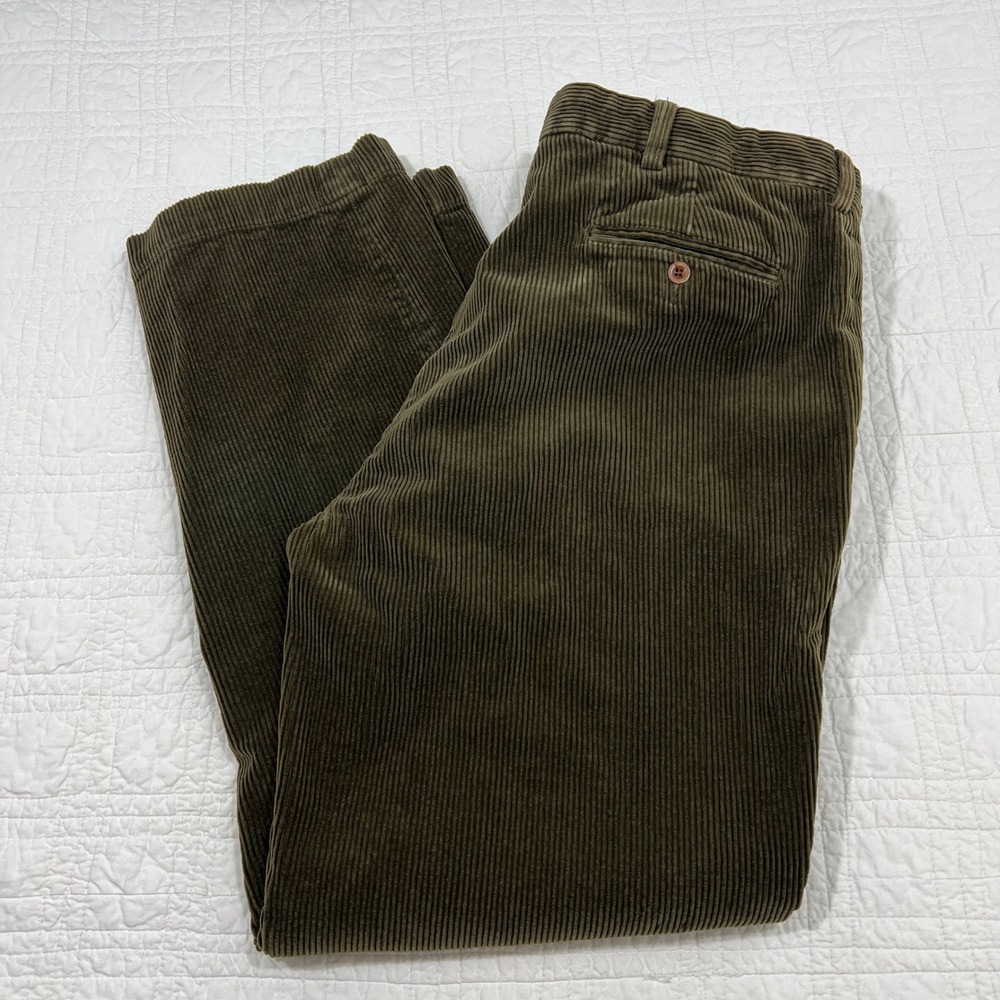 Polo Ralph Lauren Preston Pant Mens 38x32 Olive Brown Corduroy Straight Leg READ
